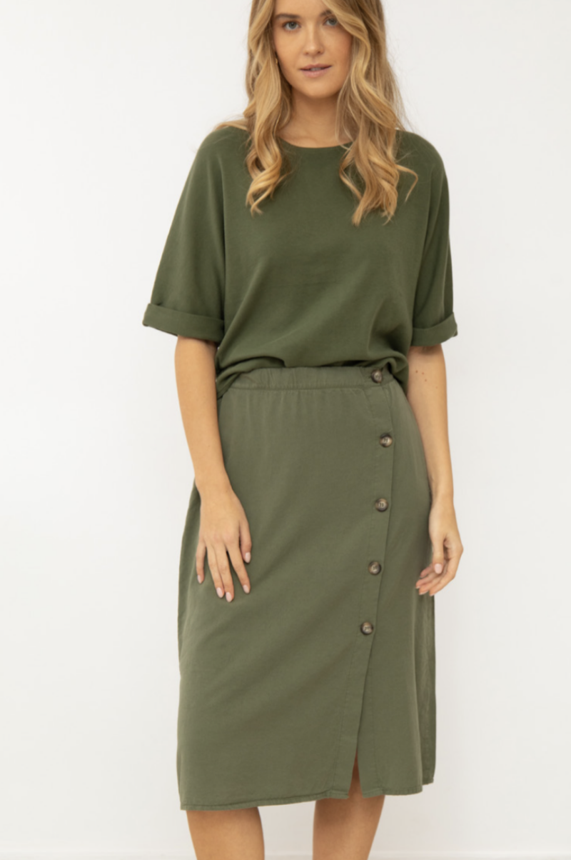 Falda tencel botones