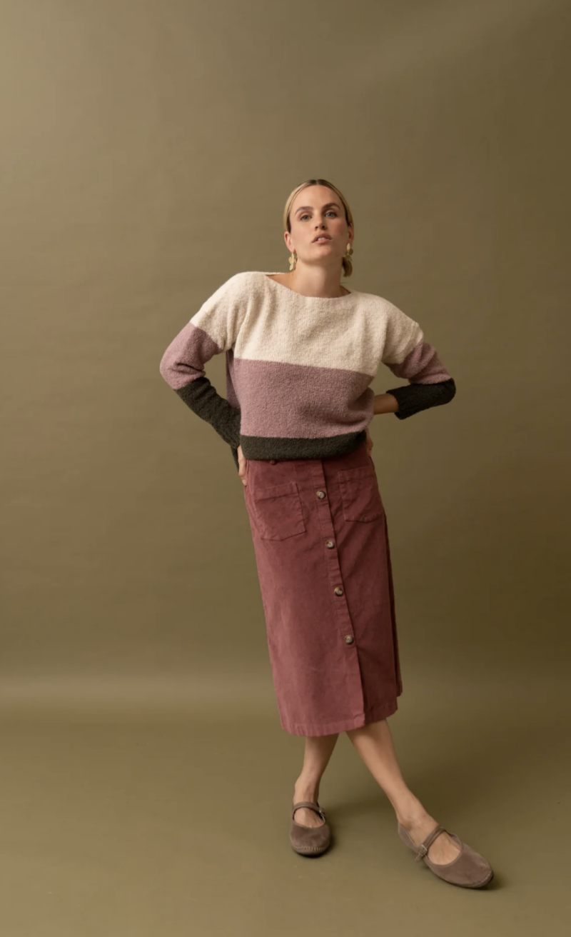Falda midi pana botones - Imagen 2