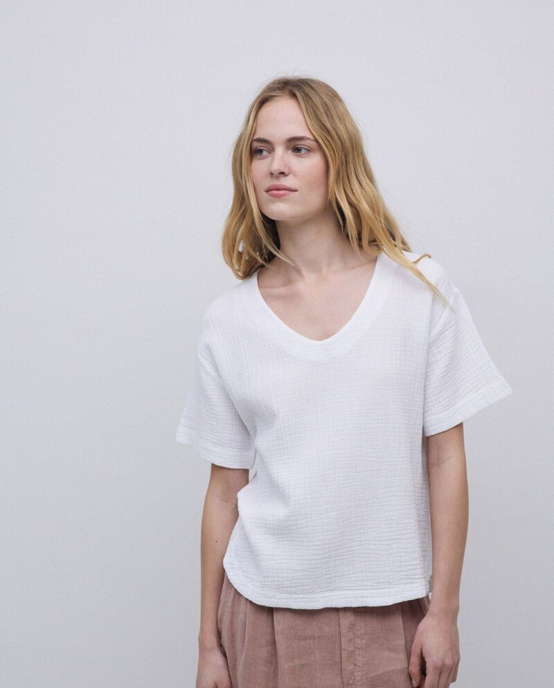 Blusa pico doble gasa