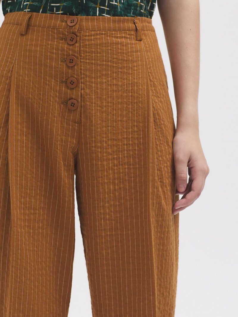 Pantalon raya diplo tejido arrugado - Imagen 3