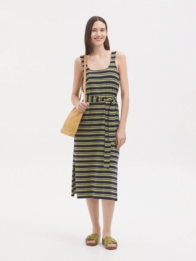 Vestido midi tirantes con cinturon